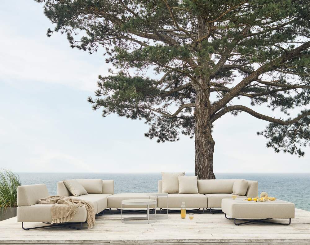 Orlando Garden Sofa 3 seater w. Chaise Longue Right Brezza sand DesignVille