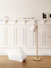 Pull Floor Lamp, white/oak