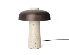Reverse Table Lamp, travertine / bronzed brass