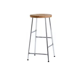 Cornet Bar Stool Low Chromed Steel, oiled oak