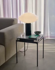 Sett LN11 Side Table, dark chrome  / Bianco Carrara marble