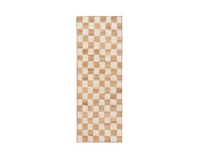 Check Wool Jute Runner 70x180, off-white/natural