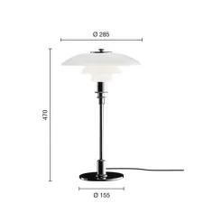 PH 3/2 Table Lamp, high lustre chrome plated