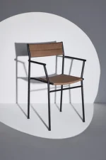 Vev Dining Chair with Armrest, black