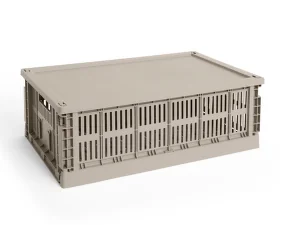 Colour Crate Lid Plastic Large, warm grey