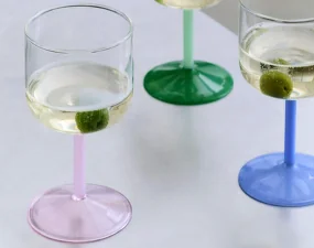 Tint Wine Glass, set of 2, clear, jade light pink and light pink