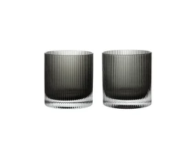 Ripple Tumbler Glasses, set of 2, smoked grey