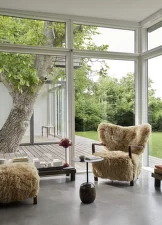 Wulff ATD3 Pouf, oak/sheepskin Honey