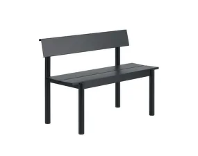 Linear Steel Bench w. Backrest 110 cm, black