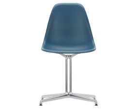 Eames Plastic Side Chair DSL, sea blue / polished aluminum