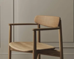 Merge Dining Chair with Armrest, white pigmented oiled oak