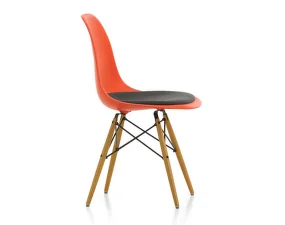 Eames Plastic Side Chair DSW, padded seat