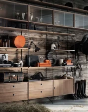 String Cabinet With Sliding Doors 78 x 30, walnut