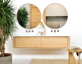 Layers Wall Mirror Ø91, oak