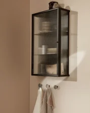 Haze Wall Cabinet Reeded Glass, black