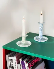 Flare Stripe Milk Candleholder, blue