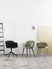Fiber Armchair Wood Base, grey