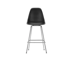 Eames Plastic Counter Stool Low, deep black/chrome