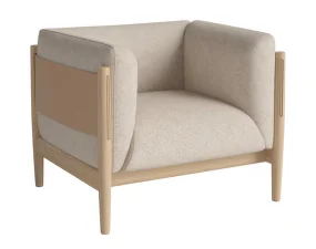 Dive Armchair White Oak, Monza beige/nature leather