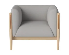 Dive Armchair White Oak, Ascot light grey/cognac leather