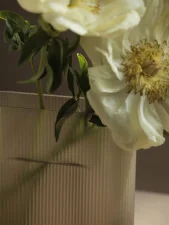 Ridge Vase H35, taupe frosted glass