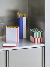 Tin Container Large, off-white and red