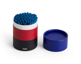 Matches Round, cobalt blue, red and black