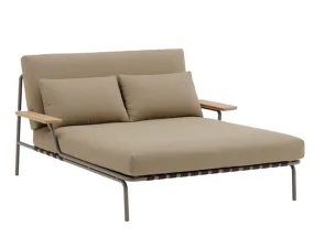 Settle Lounge Bed w. Armrest, Ribbed Weave 5/taupe