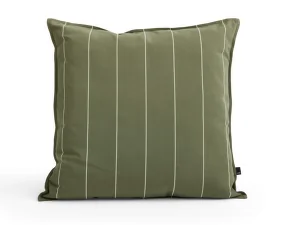Terrazza Cushion, olive narrow stripe
