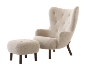 Petra VB3 Lounge Chair and Pouf ATD1, walnut/Karakorum 003