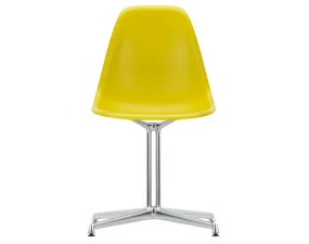 Eames Plastic Side Chair DSL, mustard / polished aluminum