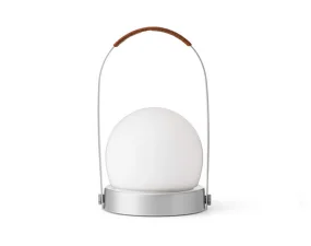 Carrie Portable Lamp Leather Handle, brushed aluminium
