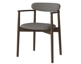 Merge Upholstered Dining Chair with Armrest Dark Oak, steel grey