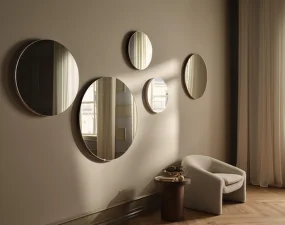 Vala Mirror Round Ø100 cm, lacquered oak