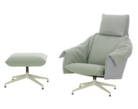 Bascule Lounge Chair Highback & Ottoman, Cento / light lavender / light sage