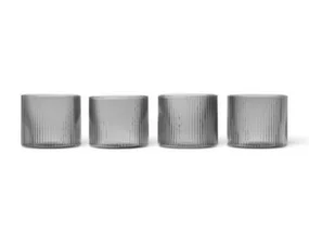 Ripple Low Glasses Set of 4, smoked grey