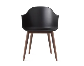 Harbour Dining Chair Wooden Base, black / dark oak