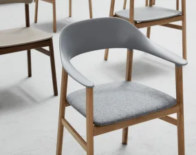 Herit Armchair Smoked Oak Upholstered, grey