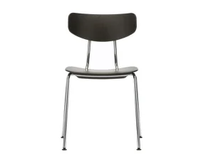 Moca Chair, dark oak seat / chrome base