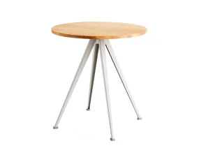 Pyramid Table 21 Ø70 Beige Steel, oiled oak