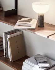 Kizu Portable Table Lamp, Gris du Marais marble