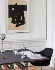 Pavilion AV16 Desk, black oak / black linoleum