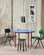 Two-Colour Dining Table Ø120, maroon red/blue