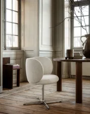 Rico Dining Chair Swivel Bouclé, off-white