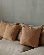 Brown Cotton Cushion Large Check