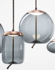 Knot Small Sfera PC1035 Pendant Lamp, smoke grey / copper