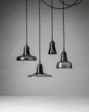 Shadows PC896 Pendant Lamp, smoke grey / black stained oak