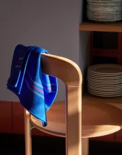 Canteen Tea Towel, blue and fuchsia