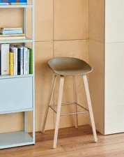 AAS 32 Bar Stool High Oak Veneer, azure blue