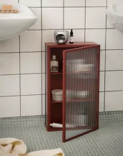 Haze Wall Cabinet Reeded Glass, oxide red